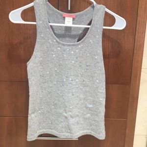 NWOT sequin J Crew grey racer back sweater tank with clear, reflective sequins